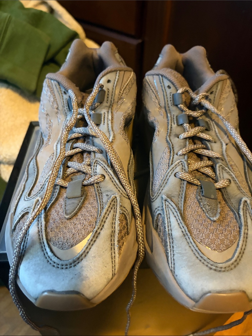 Yeezy Men's Taupe and Khaki Sneakers